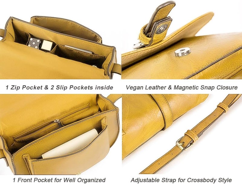 AFKOMST Crossbody Bags for Women,Small Saddle Purse and Boho Cross Body Handbags,Vegan Leather - Image 5